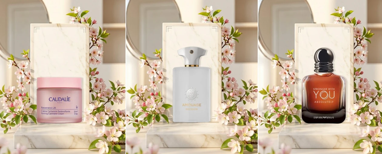 کلاژ بطری‌های عطر و کرم
